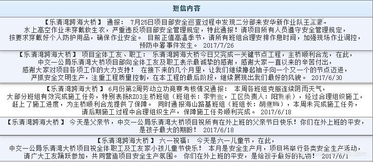 工程施工管理群发短信通知